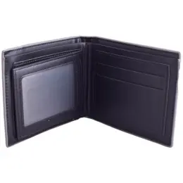 Urban Man Quinn Double Layer PU Wallet Black Grey Open